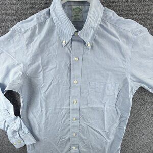 Brooks Brothers Blue Yellow Button-Down Check Milano Cotton 14.5 2/3 Non-Iron